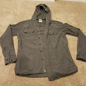 Men's Button down hooded shirt/layering thin jacke