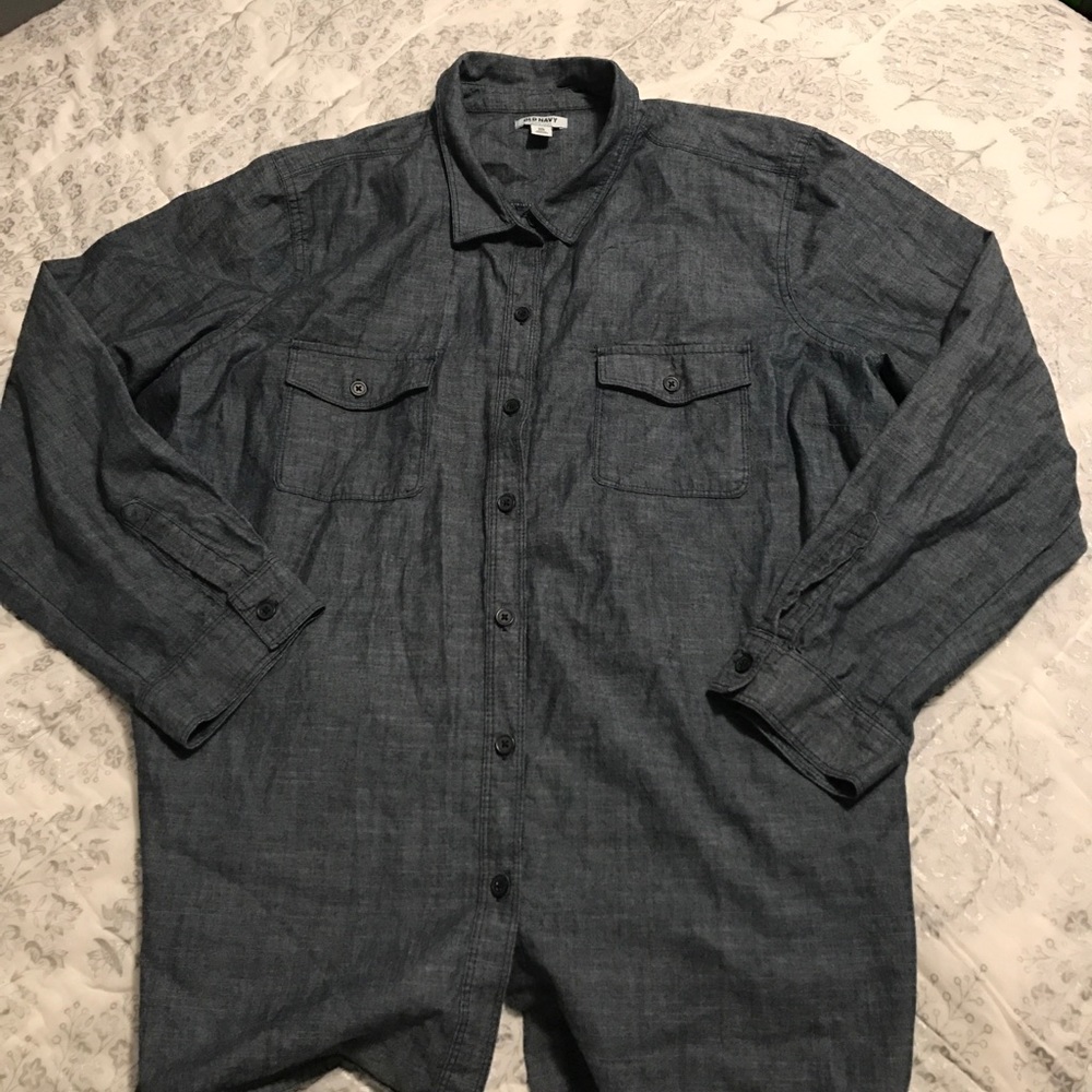 Old navy dark denim button down shirt size XXL