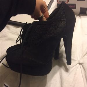 Black lace bootie heels!