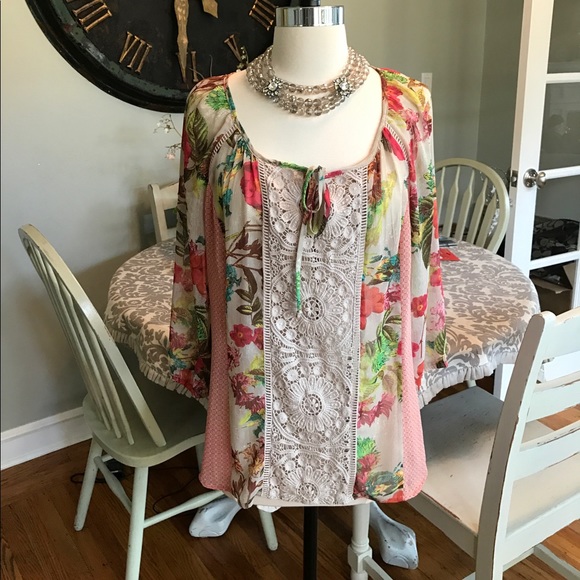 ❌❌SOLD ❌❌Rosella  Peasant Top By Meadow Rue - Picture 2 of 4