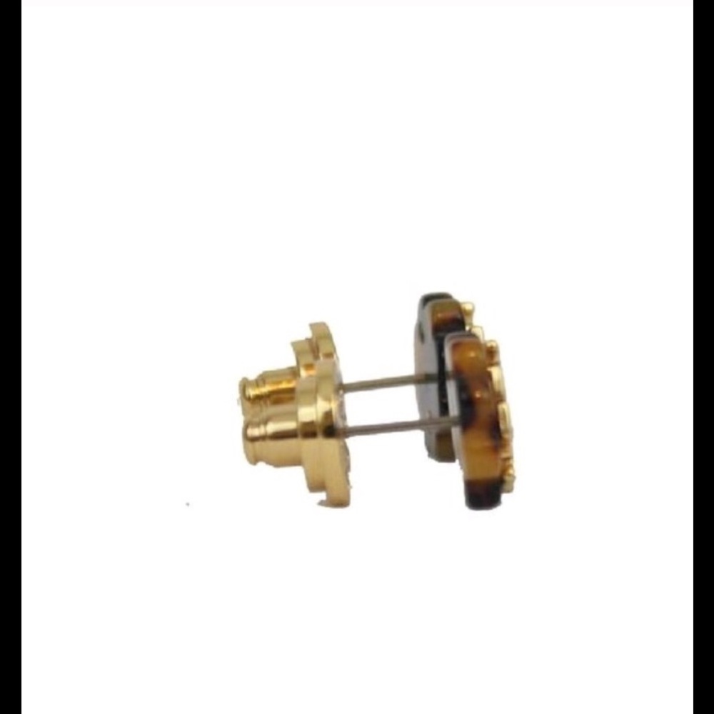 Tory Burch Logo Flower Resin Stud Earrings - Picture 2 of 2