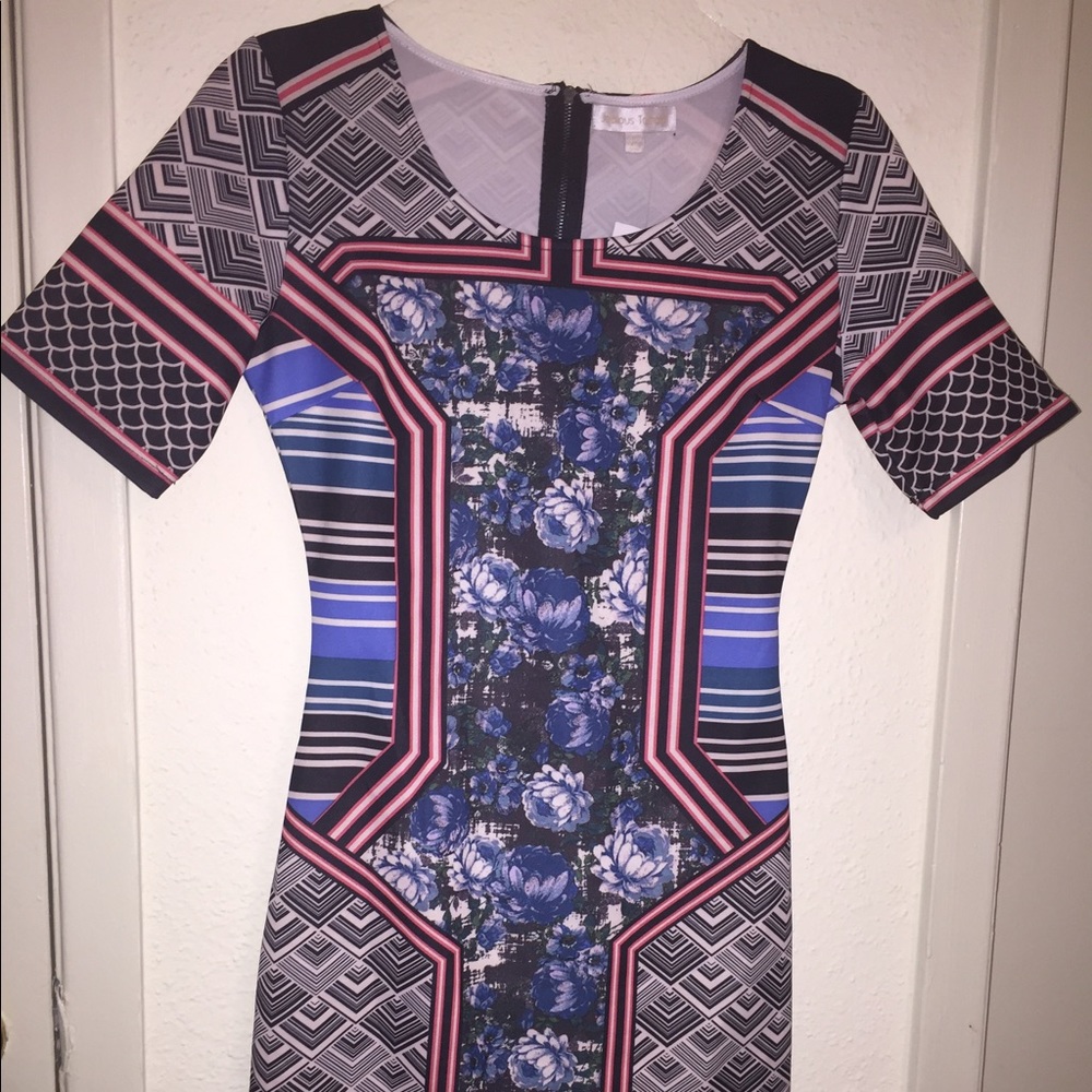 Geometric floral print dress