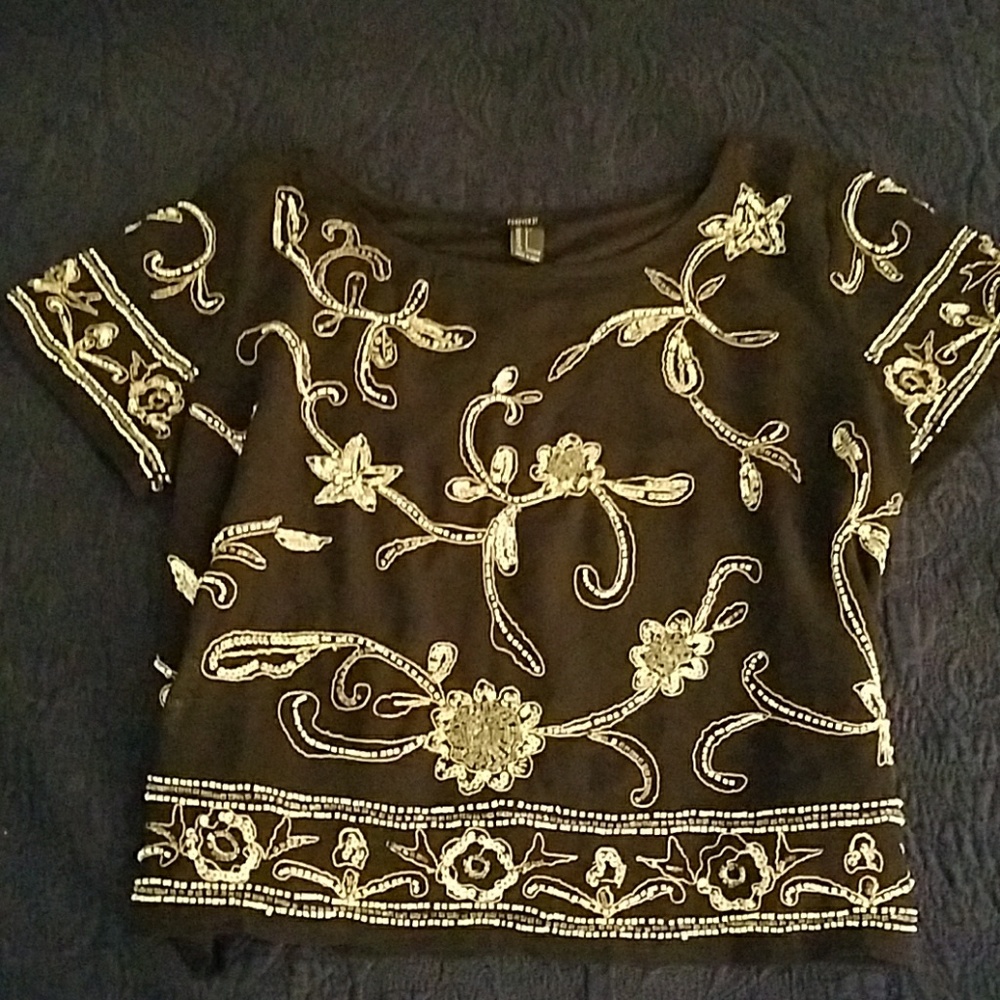 Beaded black top