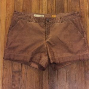 Vegan brown leather shorts