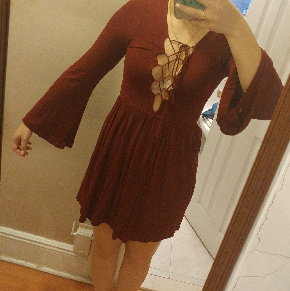 Lace up Asos Bell Sleeved Dress