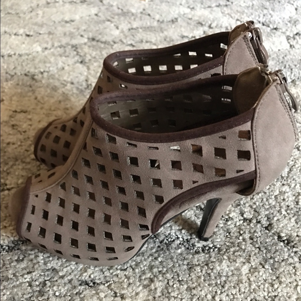Brown cut out heels
