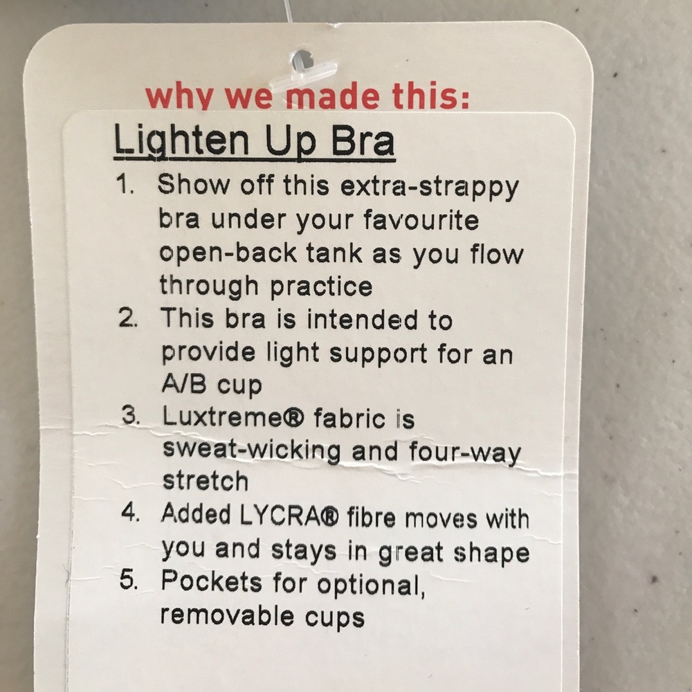 NWT LULULEMON LIGHTEN UP BRA BLK WHT -- Size 10 - Picture 3 of 5