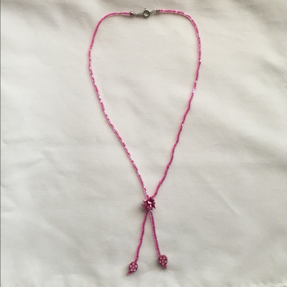Pink Glass Beaded Necklace