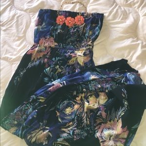 Strapless floral maxi dress