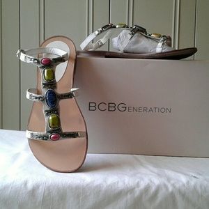 BCGB White Jewled Gibbons BOHO Festival Sandals