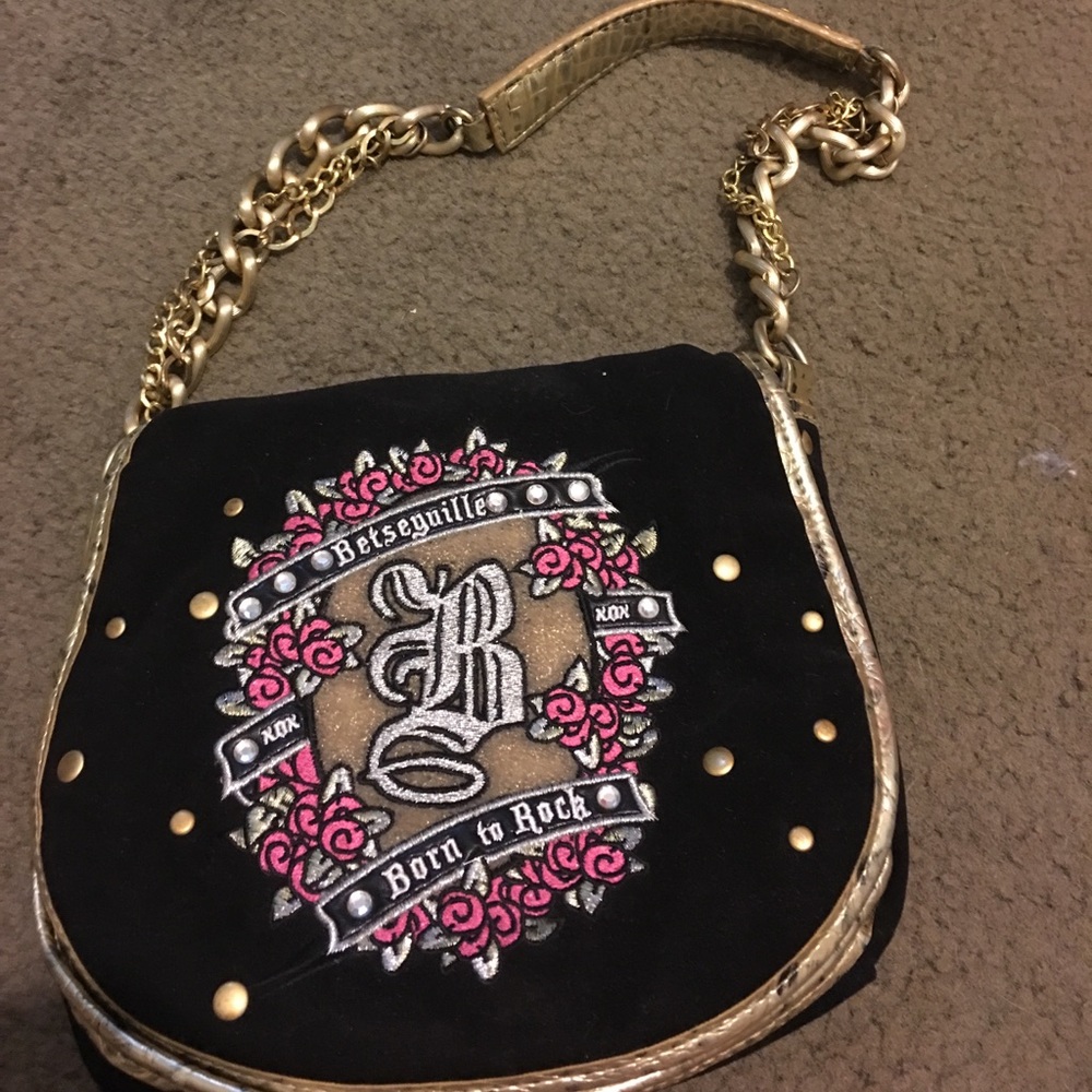 Black velour Betsey Johnson Purse