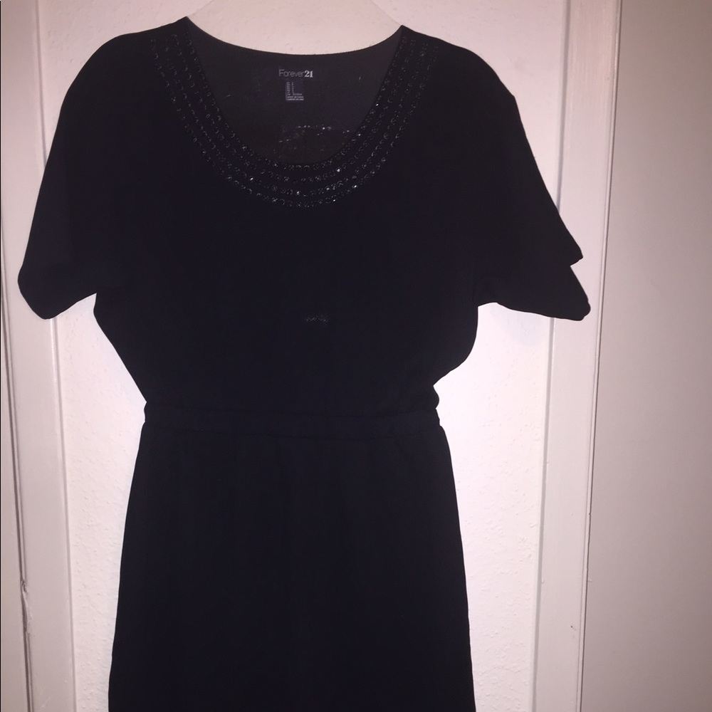 Little black dress with rhinestones