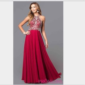 High Neck Jewel-Embellished Bodice Prom Dress