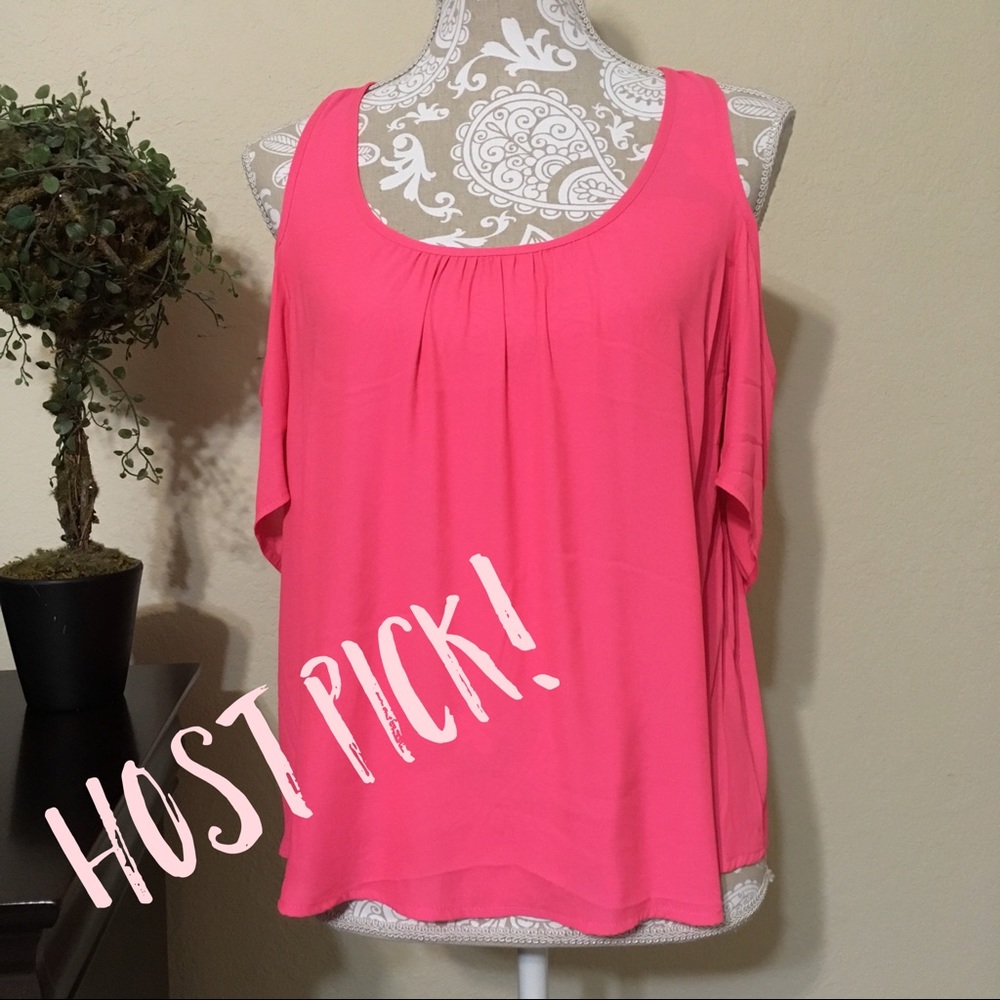 XX GONE 9/15 XX Cold Shoulder Hot Pink Top