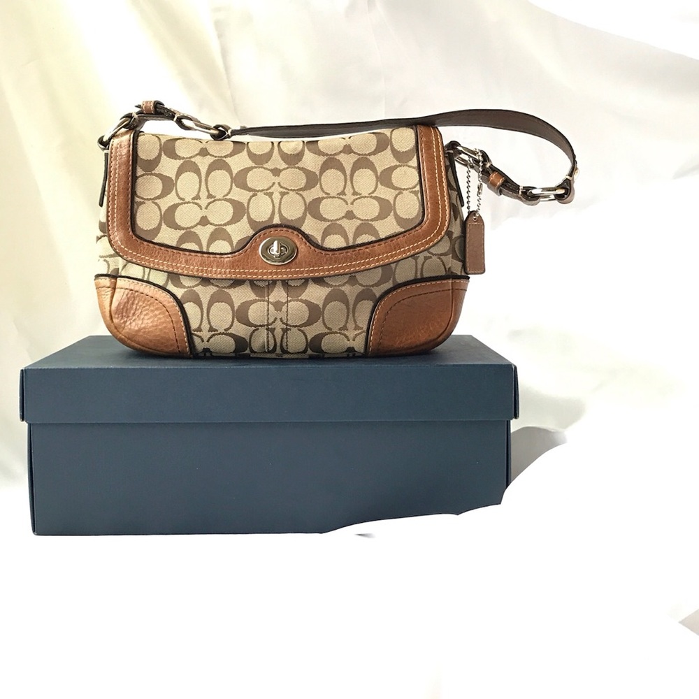 Coach "Chelsea"  tan and brown sig. monogram purse