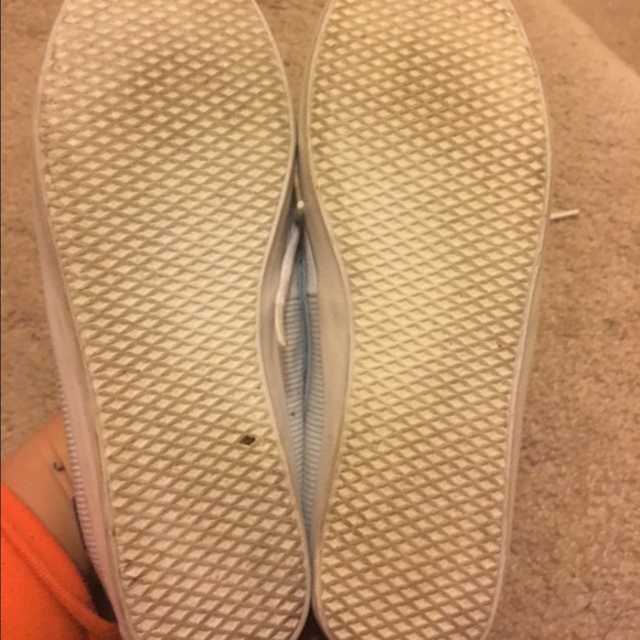 Vans blue and white striped slide on sneaks - Picture 3 of 3