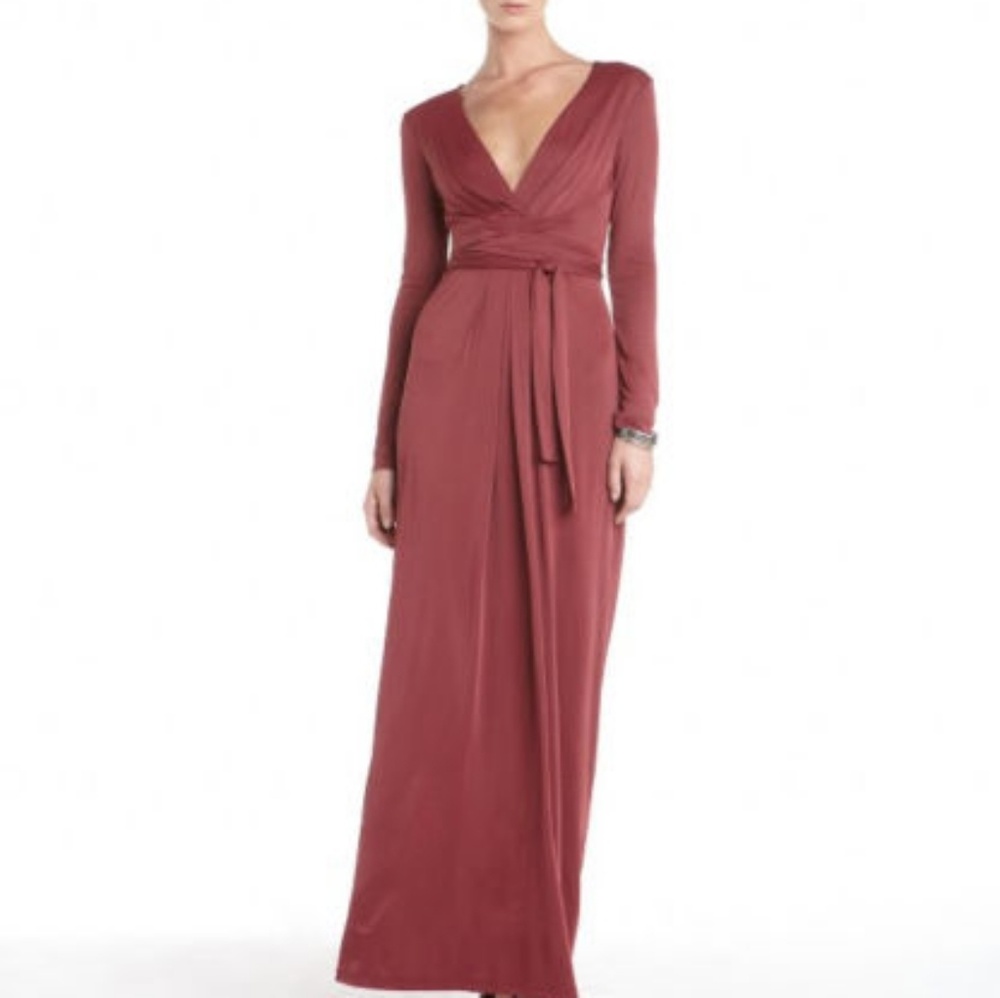 BCBG Maxi Dress (Burgundy) Long sleeve