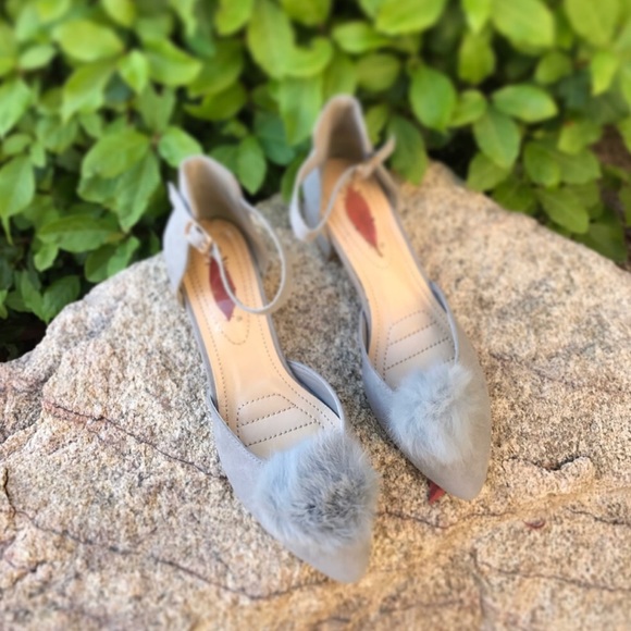 Pom Pom Puff Ball Block Chunky Heel - Picture 3 of 6