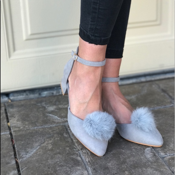 Pom Pom Puff Ball Block Chunky Heel - Picture 4 of 6