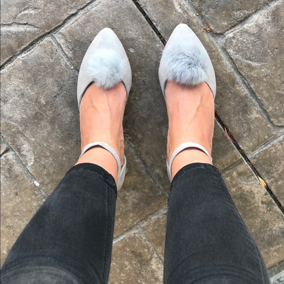 Pom Pom Puff Ball Block Chunky Heel - Picture 5 of 6