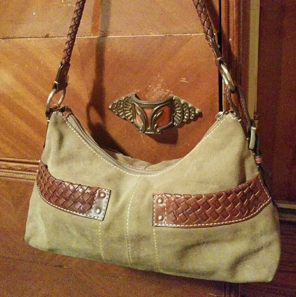 Fossil tan suede under arm bag