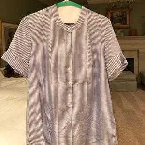 Short sleeved silk blouse.