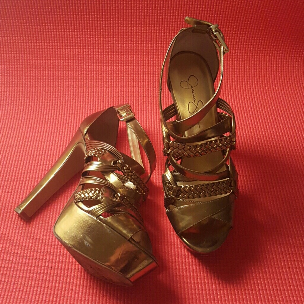 JESSICA SIMPSON Bronze Platform Heels