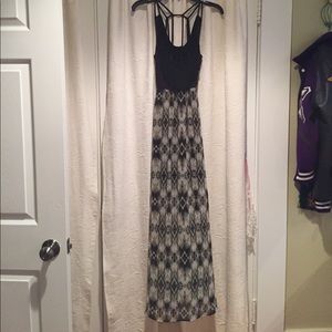 Print and fringe maxi dress