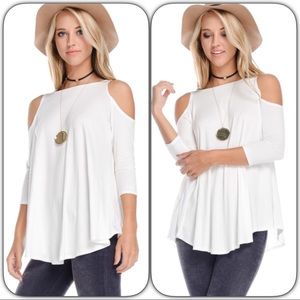 White Cold Shoulder Tee