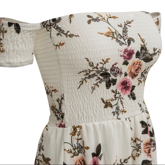 White Floral Off Shoulder Maxi Dress - Picture 5 of 5