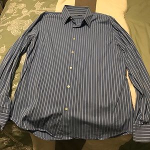 Express MX long-sleeved blue/white dress shirt XL