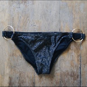 Black and Gold Side Ring Bikini Bottoms