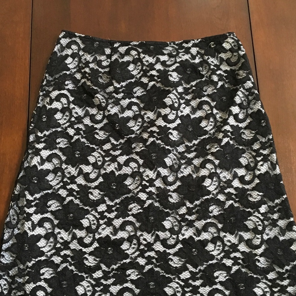 14 Black Lace Skirt with White Lining