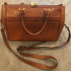 Tan leather Patricia Nash satchel handbag