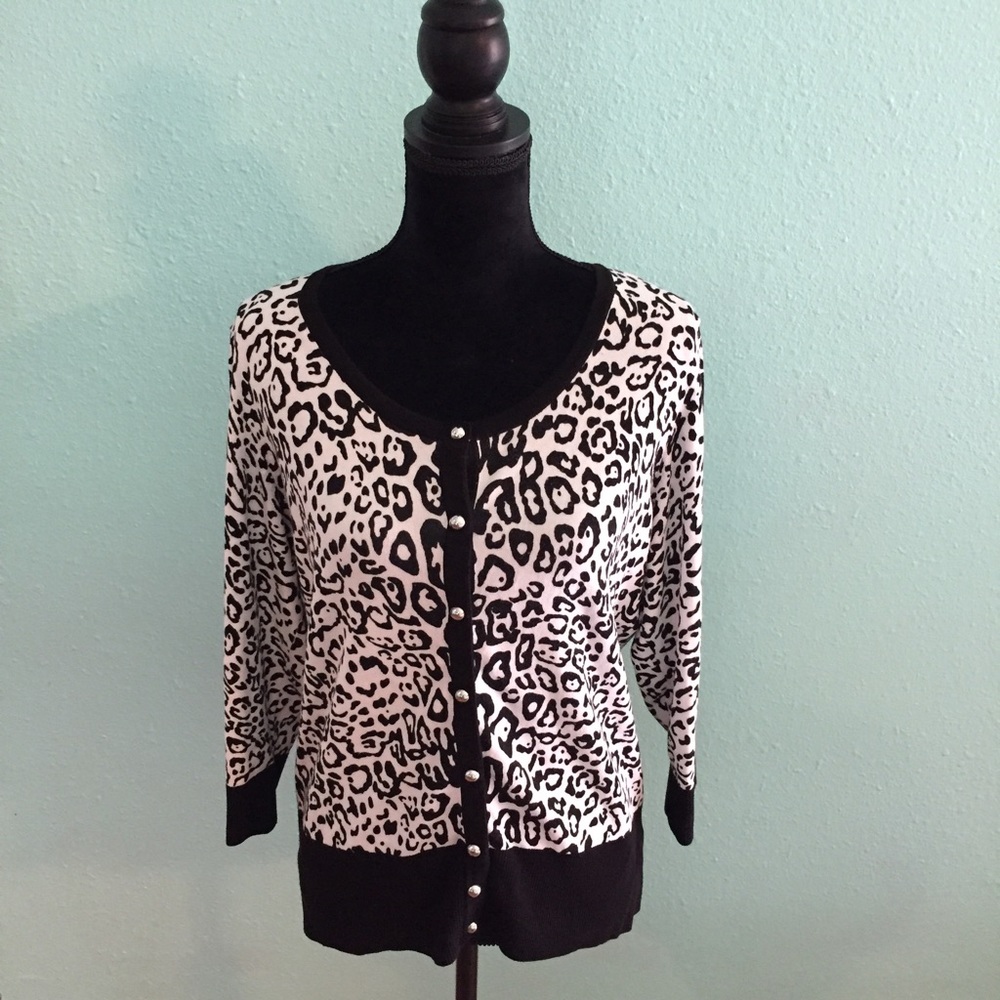 Animal Print White House Black Market Cardigan