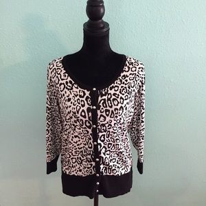 Animal Print White House Black Market Cardigan