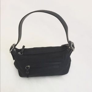 Black Coach Nylon Hobo Handbag with Leather Trim