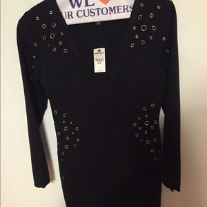 Express black studded fitted dress