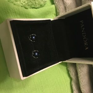 NEVER WORE. Pandora blue/black pearl earrings