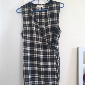 Plaid shift wrap dress