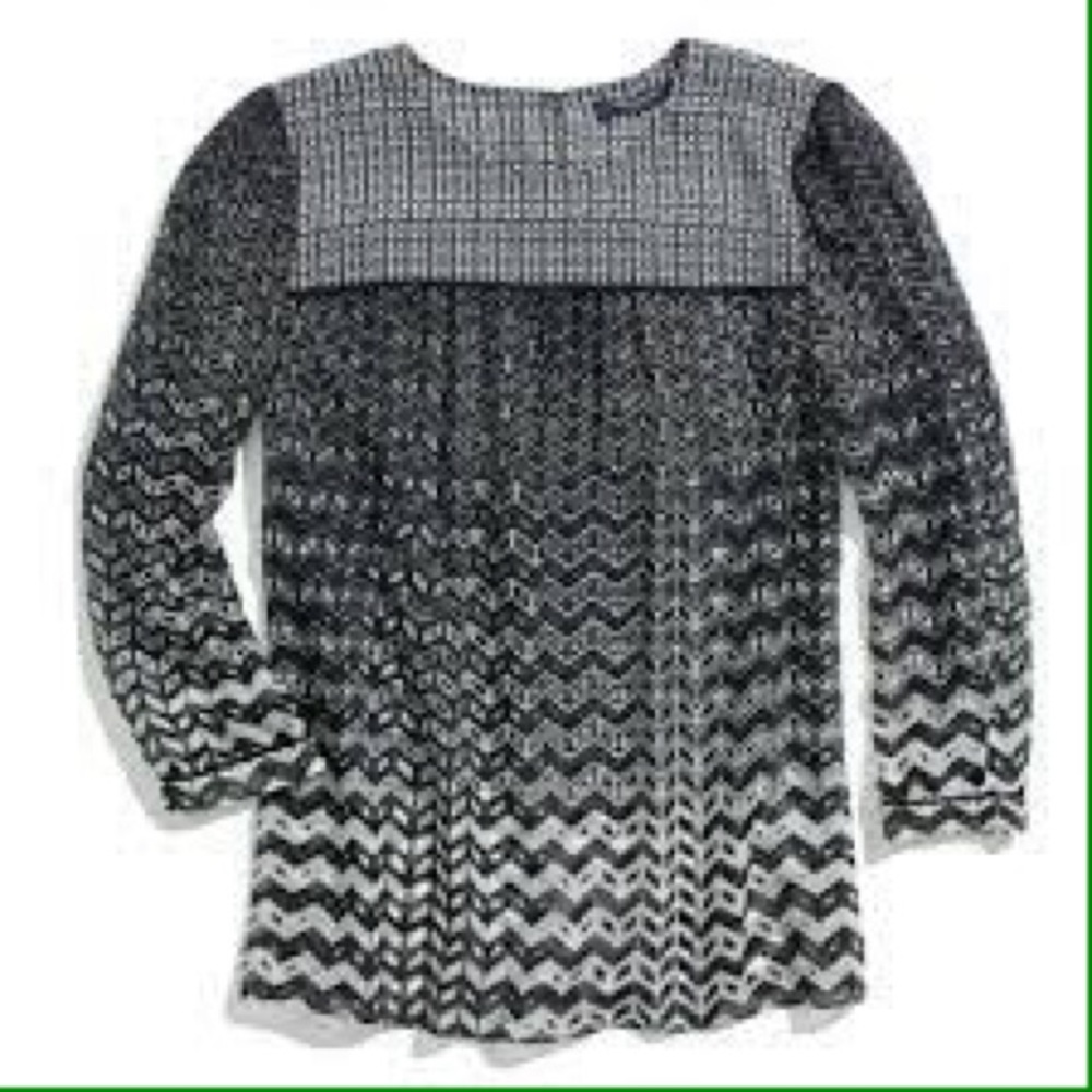 SOLD! Madewell Sheer Silk Chevron Peasant Blouse - Picture 3 of 8