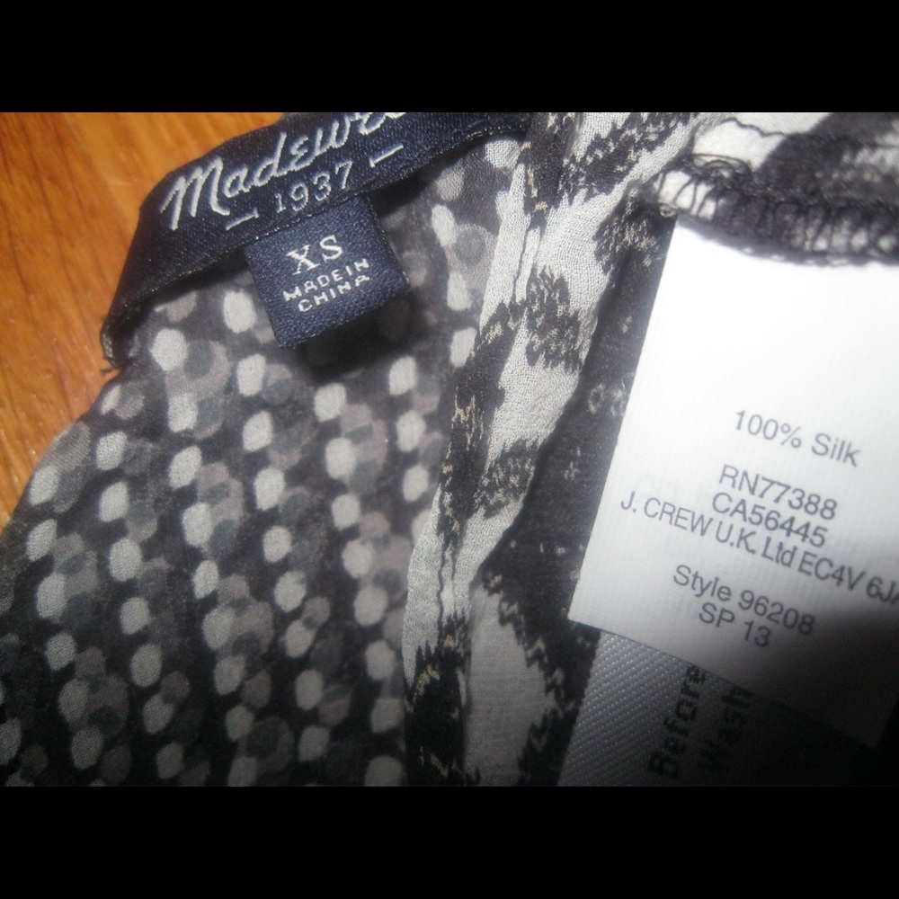 SOLD! Madewell Sheer Silk Chevron Peasant Blouse - Picture 8 of 8