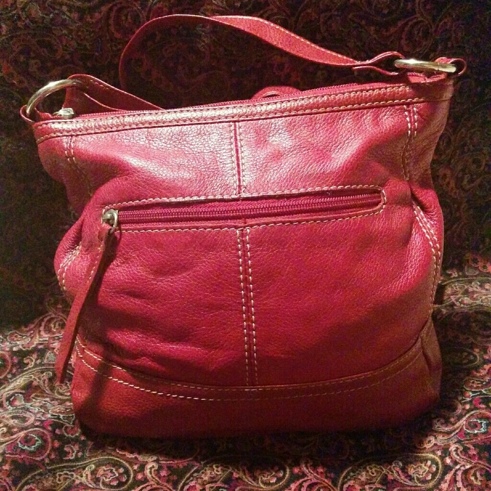 Red soft leather bag
