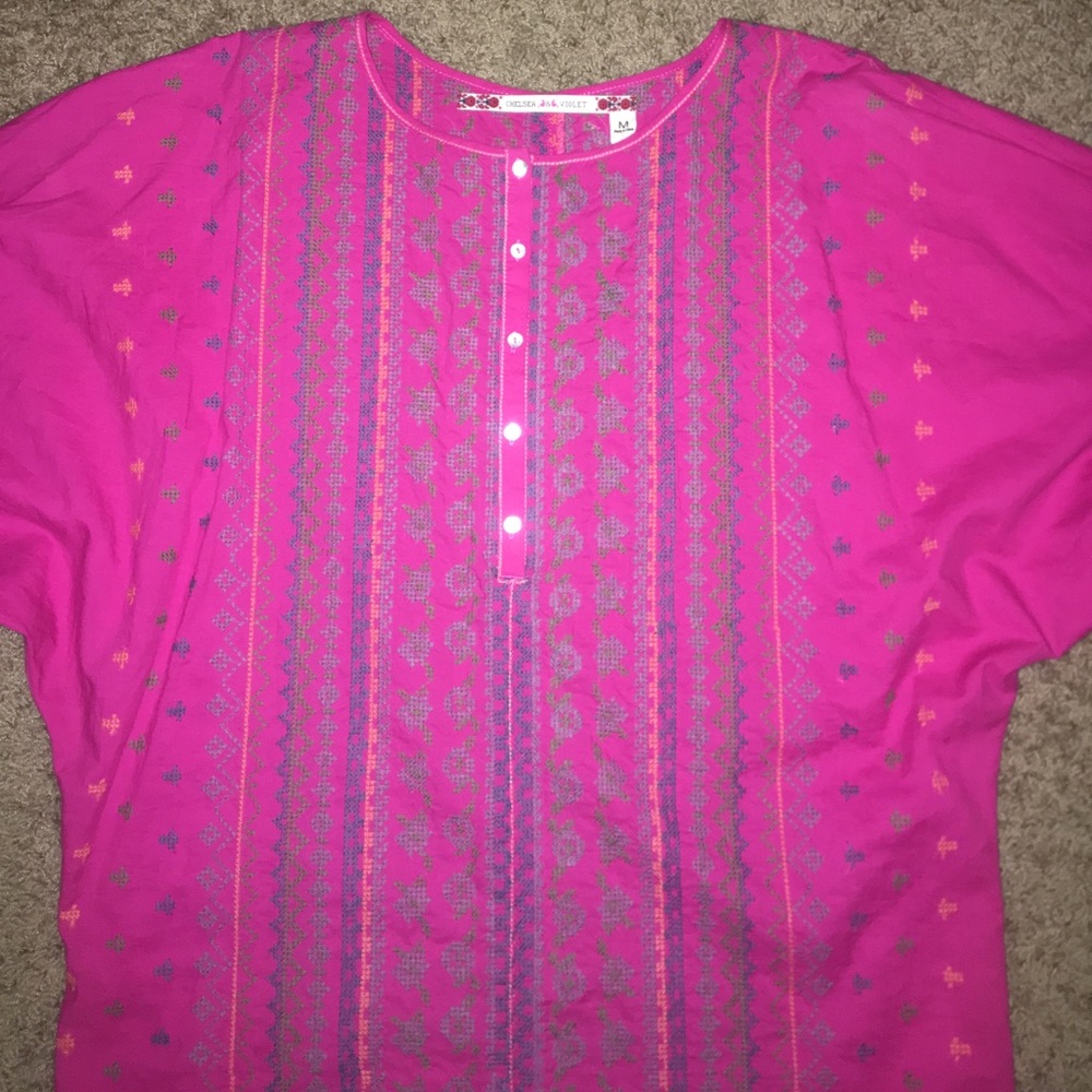 Chelsea & Violet Pink Embroidered Top (Size M)