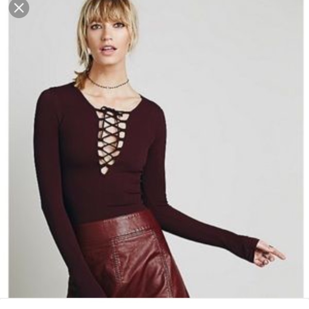 Free people seamless lace up top