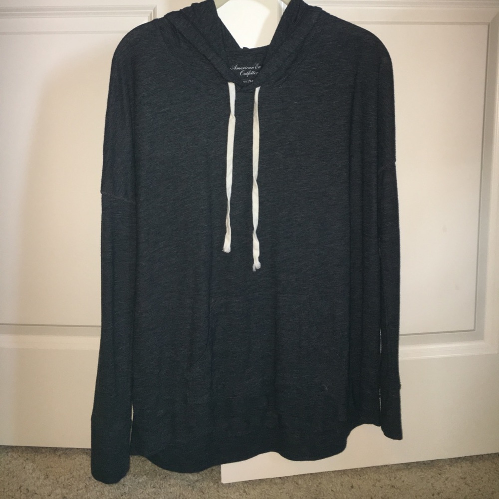 Dark Grey Hooded Long Sleeve Shirt