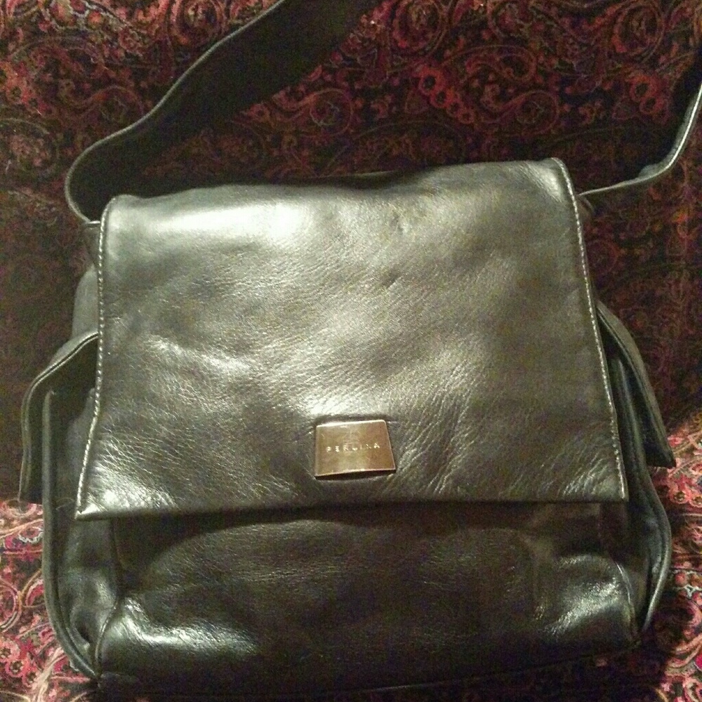 Perlina black ALL leather bag (even lining)
