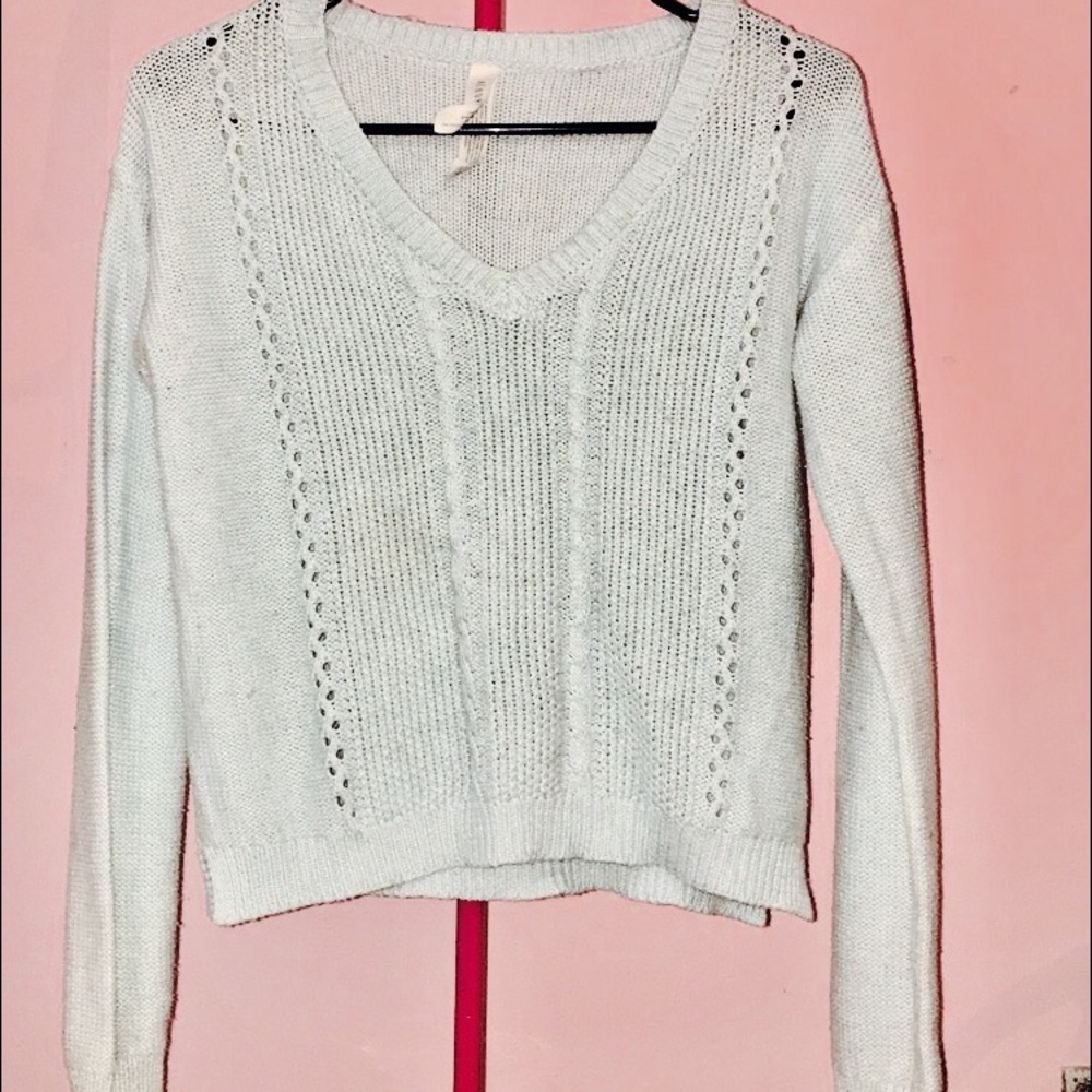 light pastel blue sweater