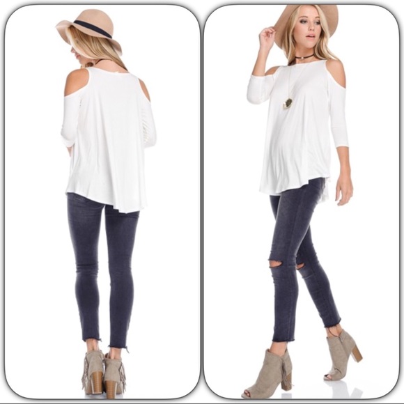 LAST 2️⃣- Black Cold Shoulder Tee - Picture 7 of 8