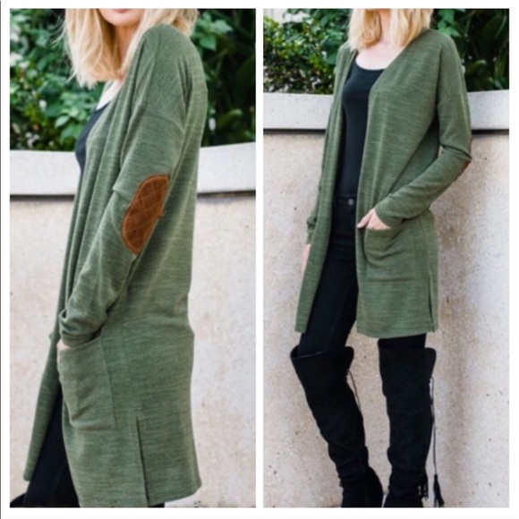 Posh Mishmosh Sweaters - Long Cardigan with Elbow Patches